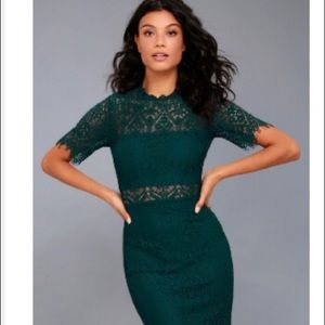 LULUS New With Tags Emerald Lace Midi